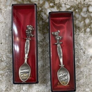 Disney Pewter Spoon Set - Mickey and Minnie Mouse